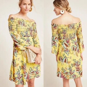 NWT Anthropologie Farm Rio Bria Smocked Mini Dress Floral XSP Petite